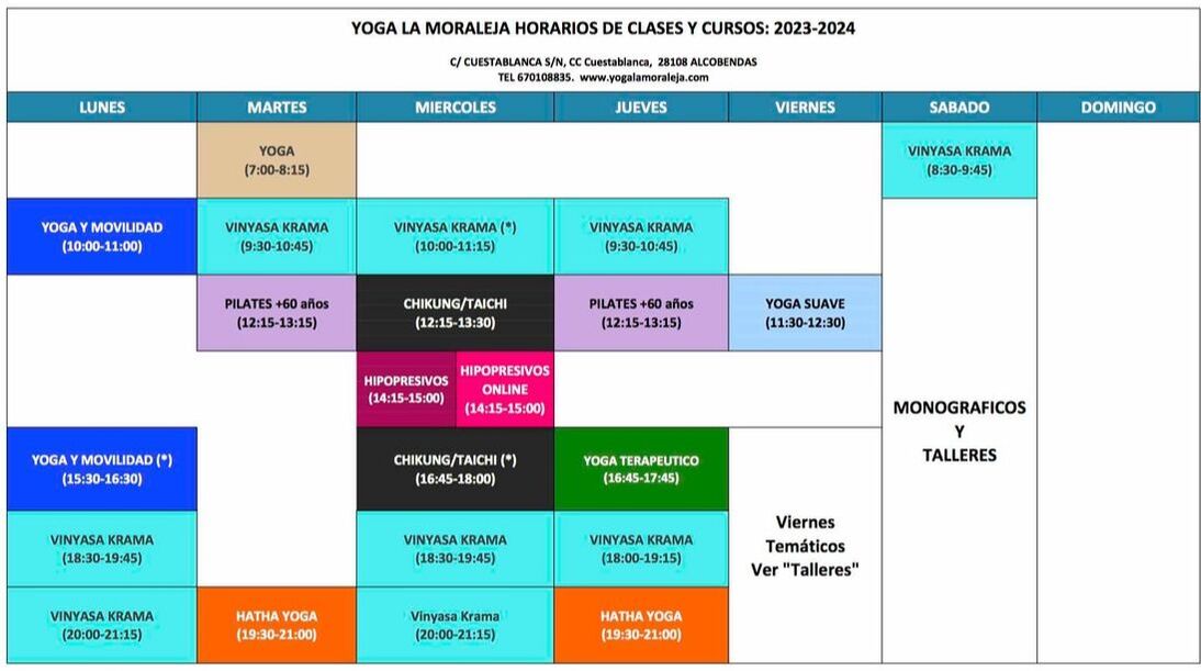 Horarios de clases y cursos de Yoga en Alcobendas